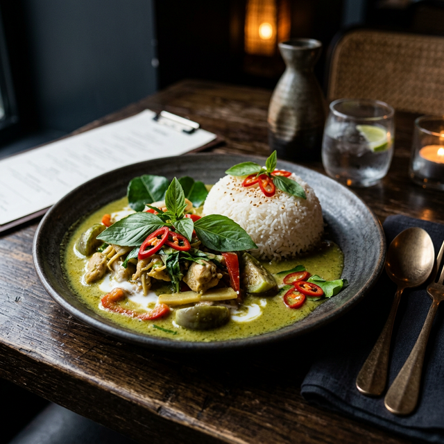 Green Curry with steamed jasmine rice
