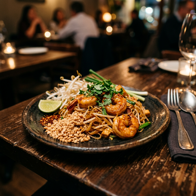 Signature Pad Thai with shrimp and peanuts