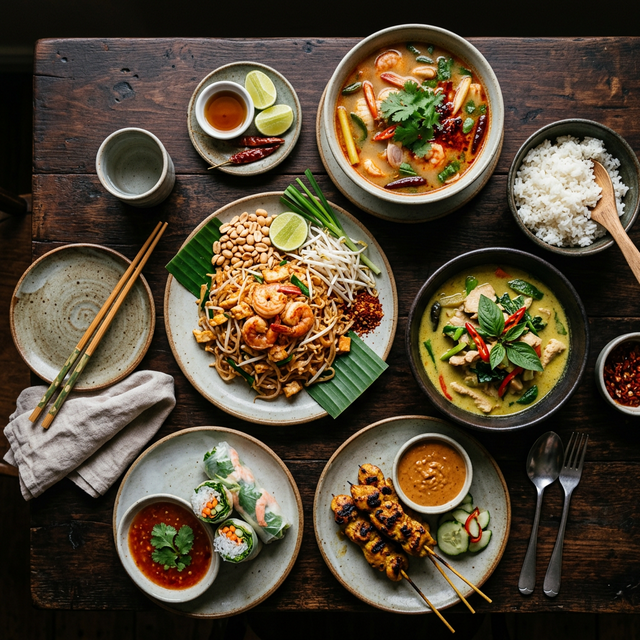 Ayar House Thai food spread with multiple dishes